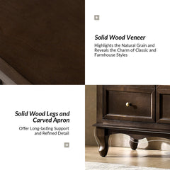 Sideboard with 4 Doors in Solid and Manufactured Wood, Walnut