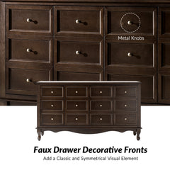 Sideboard with 4 Doors in Solid and Manufactured Wood, Walnut