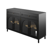 Sideboard with 4 Glass Doors and 2 Drawers in Black