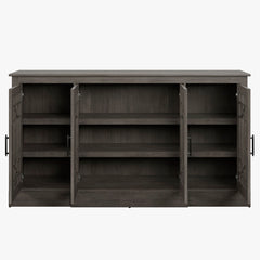 Sideboard with 4 Glass Doors in Weathered Gray
