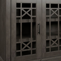 Sideboard with 4 Glass Doors in Weathered Gray