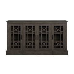 Sideboard with 4 Glass Doors in Weathered Gray