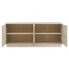 Sideboard with 4 Slatted Doors in Faux Travertine Laminate