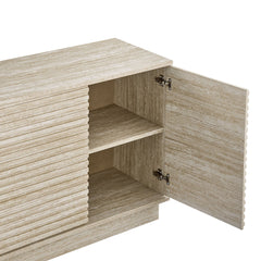 Sideboard with 4 Slatted Doors in Faux Travertine Laminate