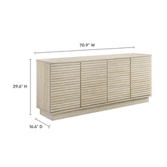 Sideboard with 4 Slatted Doors in Faux Travertine Laminate