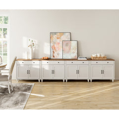 Sideboard with 8 Doors and 4 Drawers in White and Brown Solid and Manufactured Wood
