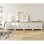 Sideboard with 8 Doors and 4 Drawers in White and Brown Solid and Manufactured Wood