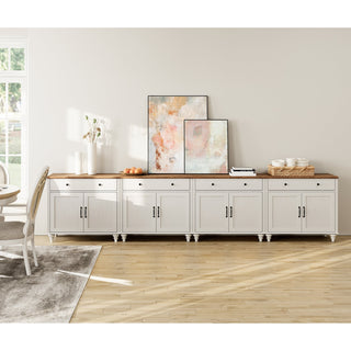 Sideboard with 8 Doors and 4 Drawers in White and Brown Solid and Manufactured Wood