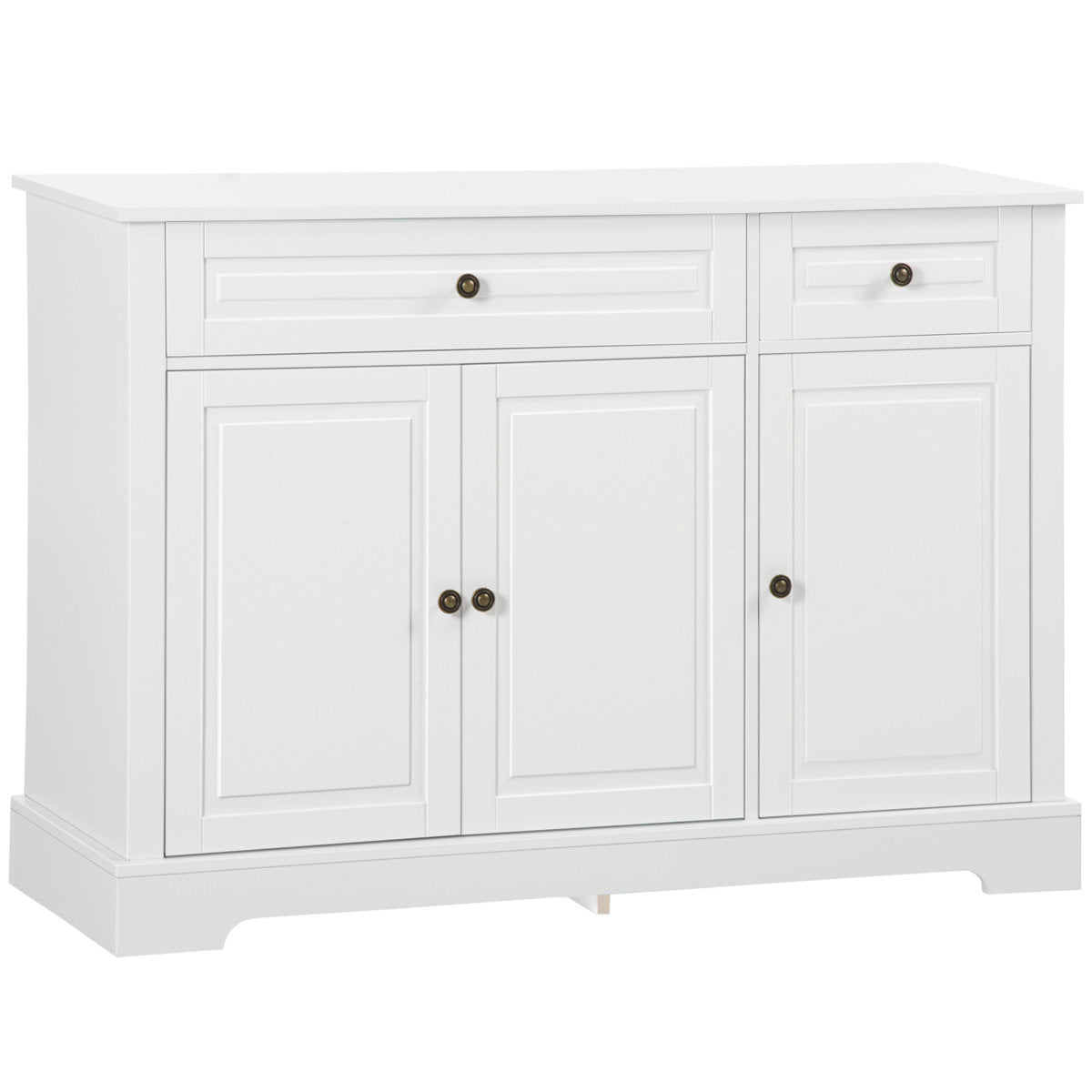 Sideboard with Drawers and Cabinet, White Manufactured Wood