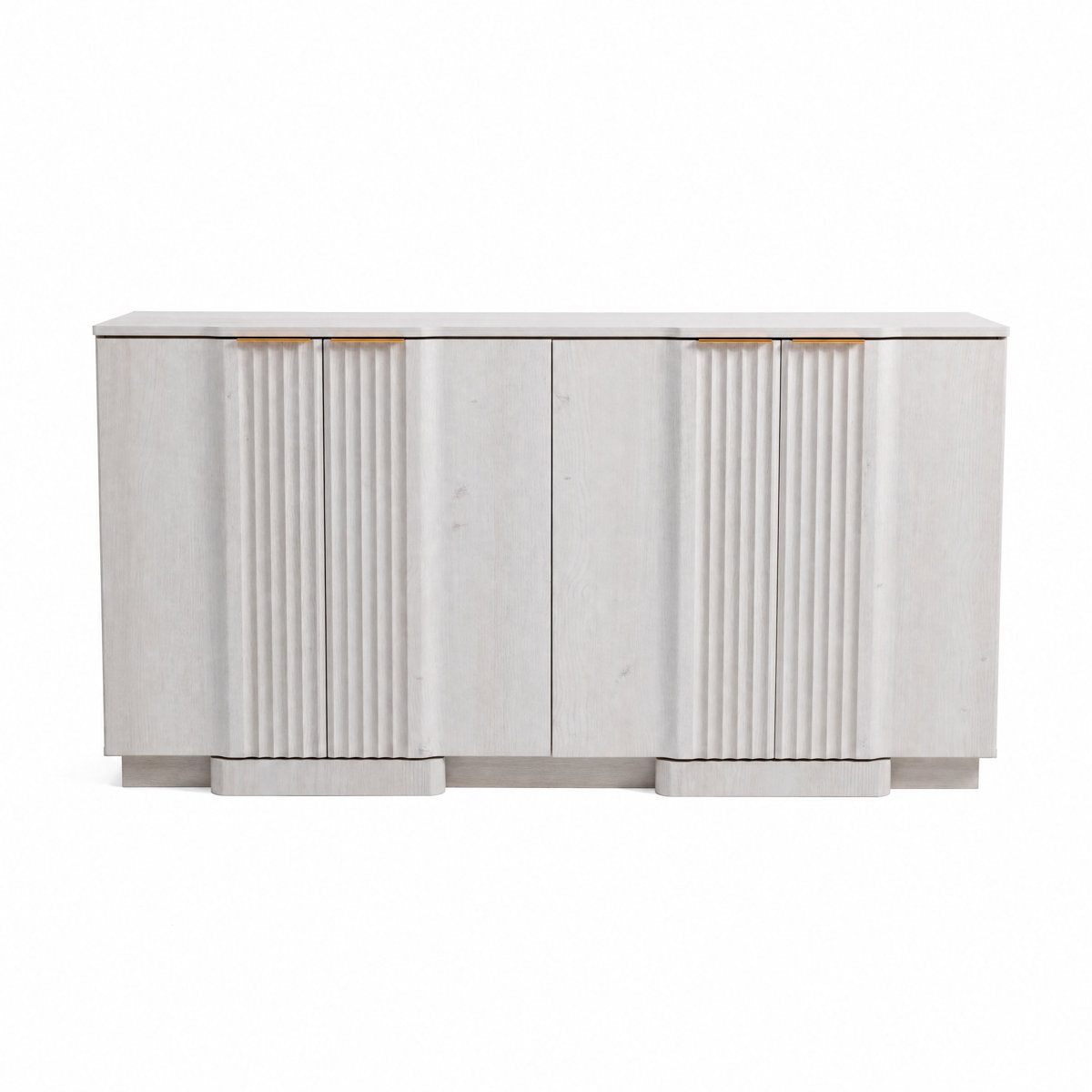 Sideboard with Fluted Double Doors in Grayish-White Manufactured Wood