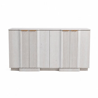 Sideboard with Fluted Double Doors in Grayish-White Manufactured Wood