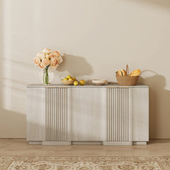 Sideboard with Fluted Double Doors in Grayish-White Manufactured Wood