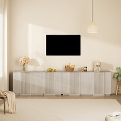 Sideboard with Fluted Double Doors in Grayish-White Manufactured Wood