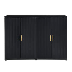 Sideboard with Fluted Panels and 4 Adjustable Shelves in Black MDF