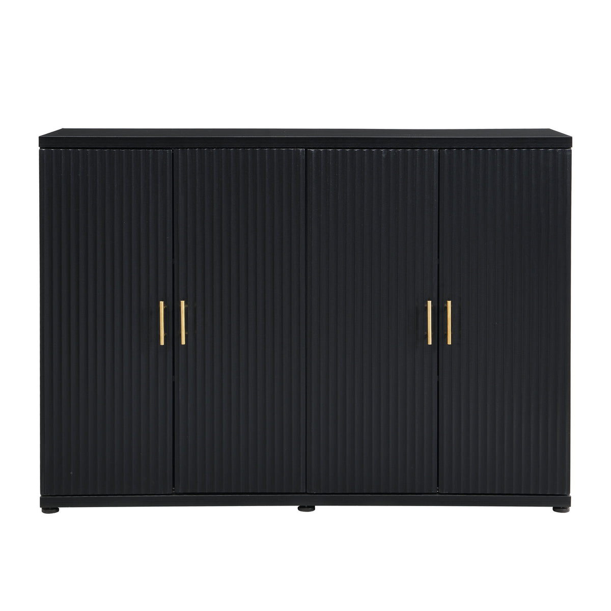 Sideboard with Fluted Panels and 4 Adjustable Shelves in Black MDF