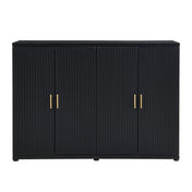 Sideboard with Fluted Panels and 4 Adjustable Shelves in Black MDF