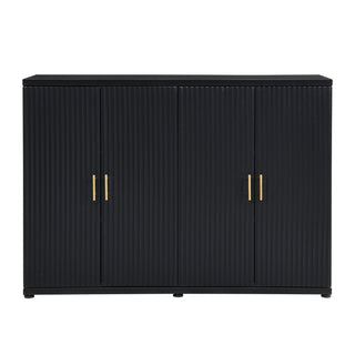 Sideboard with Fluted Panels and 4 Adjustable Shelves in Black MDF