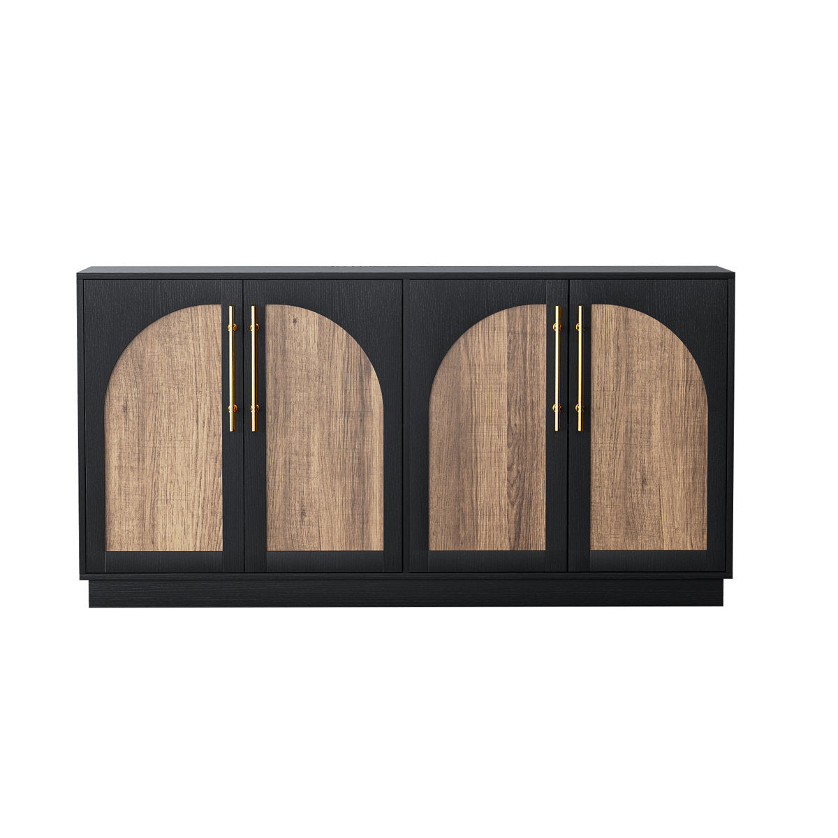 Sideboard with Four Cabinets in Black Manufactured Wood