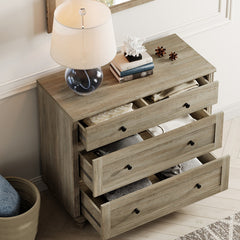Sideboard with Glass Door Cabinet and Side Table, Solid and Manufactured Wood