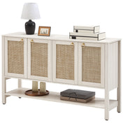 Sideboard with Rattan Detailing in White, Cream, and Oak