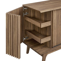 Sideboard with Sliding Doors in Walnut Manufactured Wood