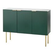 Sideboard with Three Doors and Metal Legs in Green and Faux White