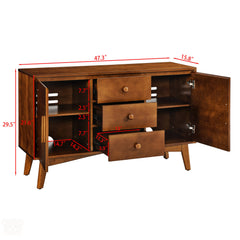 Sideboard with Three Drawers and Two Cabinet Doors in Walnut
