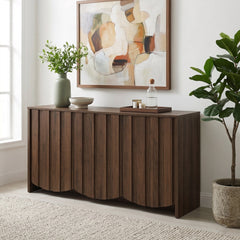 Sideboard with Three Scalloped Doors in Manufactured Wood