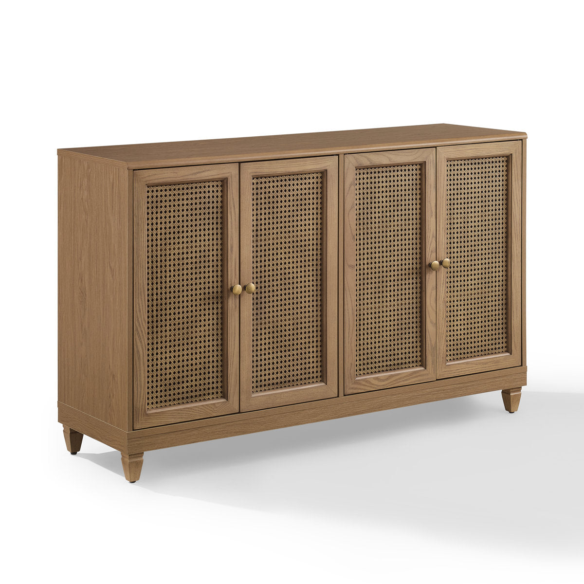 Sideboard with Two Cabinets and Caned Doors in Light Brown