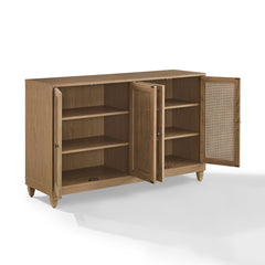 Sideboard with Two Cabinets and Caned Doors in Light Brown