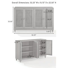 Sideboard with Two Cabinets and Caned Doors in Light Brown