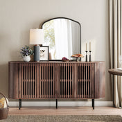 Sideboard with Two Cabinets, Brown Manufactured Wood and Metal