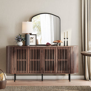 Sideboard with Two Cabinets, Brown Manufactured Wood and Metal