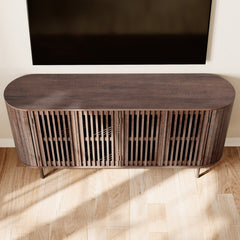 Sideboard with Two Cabinets, Brown Manufactured Wood and Metal