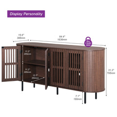 Sideboard with Two Cabinets, Brown Manufactured Wood and Metal