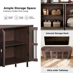 Sideboard with Two Cabinets, Brown Manufactured Wood and Metal