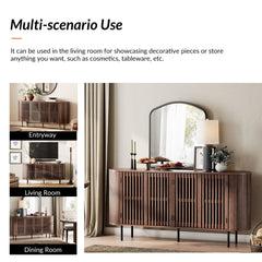 Sideboard with Two Cabinets, Brown Manufactured Wood and Metal