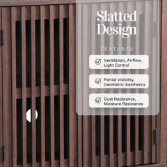 Sideboard with Two Cabinets, Brown Manufactured Wood and Metal