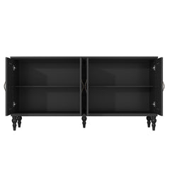 Sideboard with Two Cabinets, Carved Floral MDF in Black