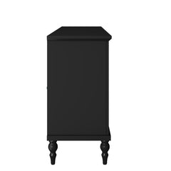 Sideboard with Two Cabinets, Carved Floral MDF in Black