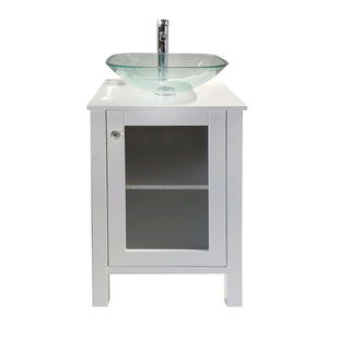 Single Bathroom Vanity, 20 Inch, White Plywood Base with Chrome Faucet