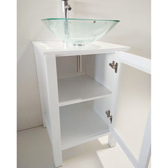 Single Bathroom Vanity, 20 Inch, White Plywood Base with Chrome Faucet