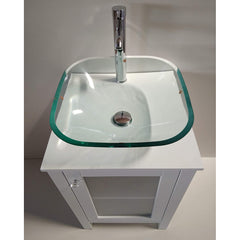 Single Bathroom Vanity, 20 Inch, White Plywood Base with Chrome Faucet