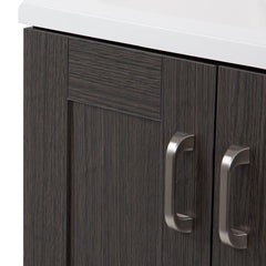 Single Bathroom Vanity, 24.5 in W, Milano Oak with White Polymarble Top