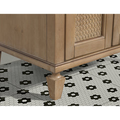 Single Bathroom Vanity, 24 in Wide, White Porcelain Top with Weathered Fir Base
