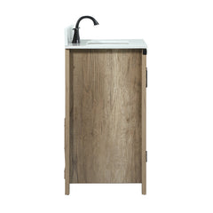 Single Bathroom Vanity, 30 In Engineered Marble Top with Natural Oak Base
