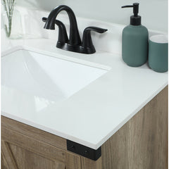 Single Bathroom Vanity, 30 In Engineered Marble Top with Natural Oak Base