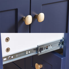 Single Bathroom Vanity, 30 Inch, White Ceramic Top with Gold Hardware