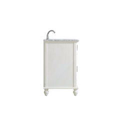 Single Bathroom Vanity, 30 Inch, White with Marble Top and Undermount Sink