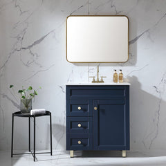 Single Bathroom Vanity, 30 Inch with Integrated Ceramic Sink in White